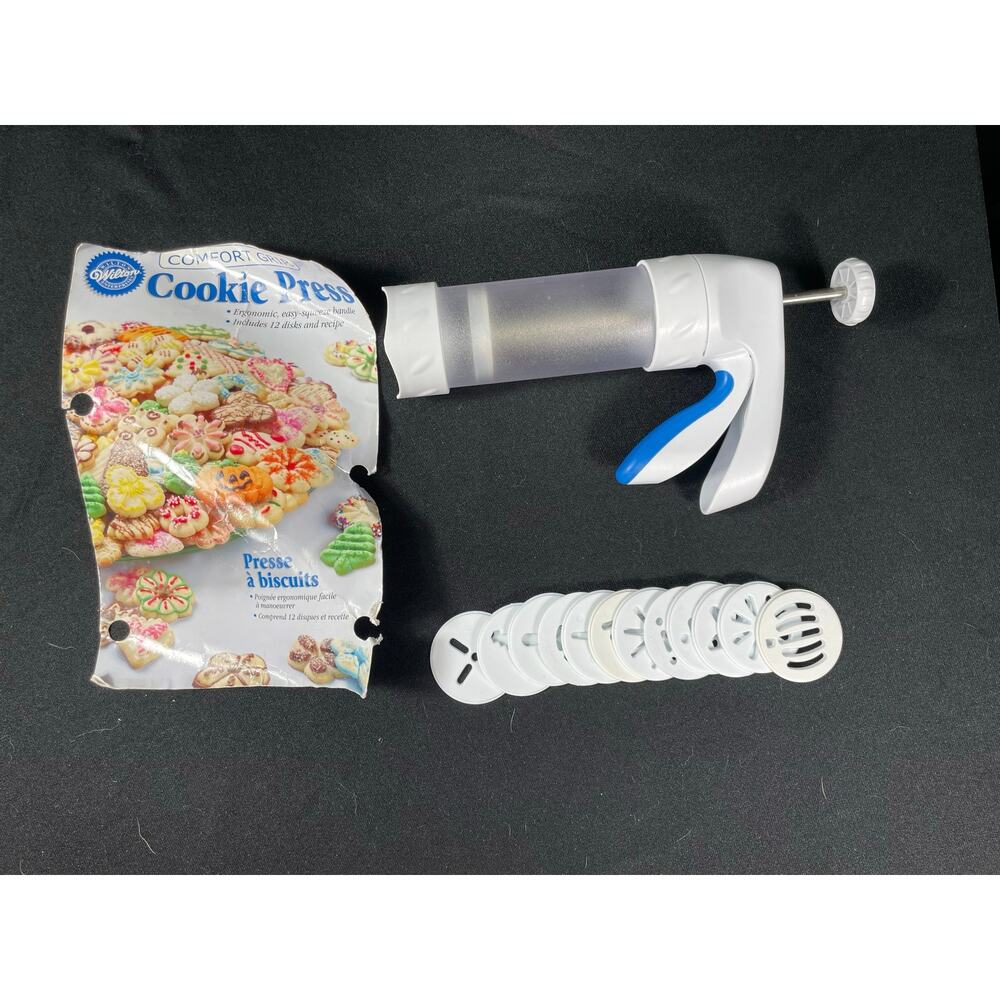 Wilton Cookie Press with 12 Discs and 2 Barrels, Ergonomic Easy Squeeze Handle